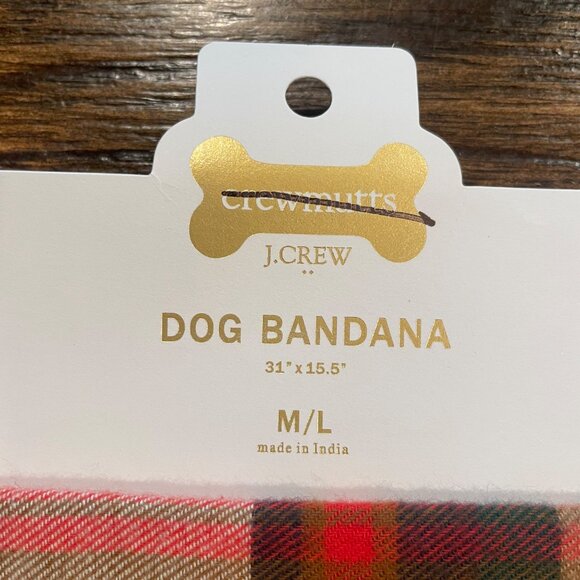 NWT J.Crew Factory Crewmutts Dog Bandana Blue Multi Plaid Sz M/L 31"x15.5" BU459 - Picture 3 of 6